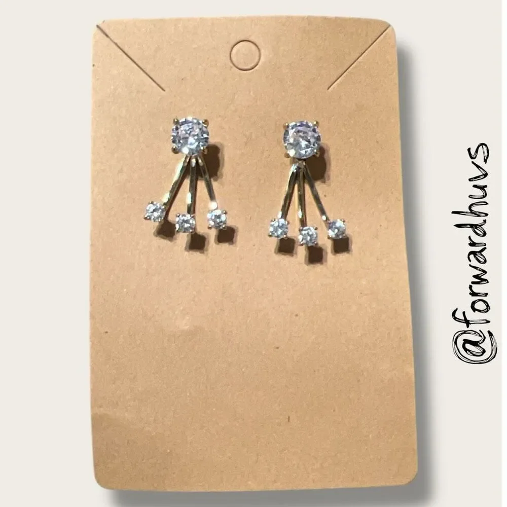 Convertible Rhinestone Earrings – 3-Piece Modular Design – Clear Stones